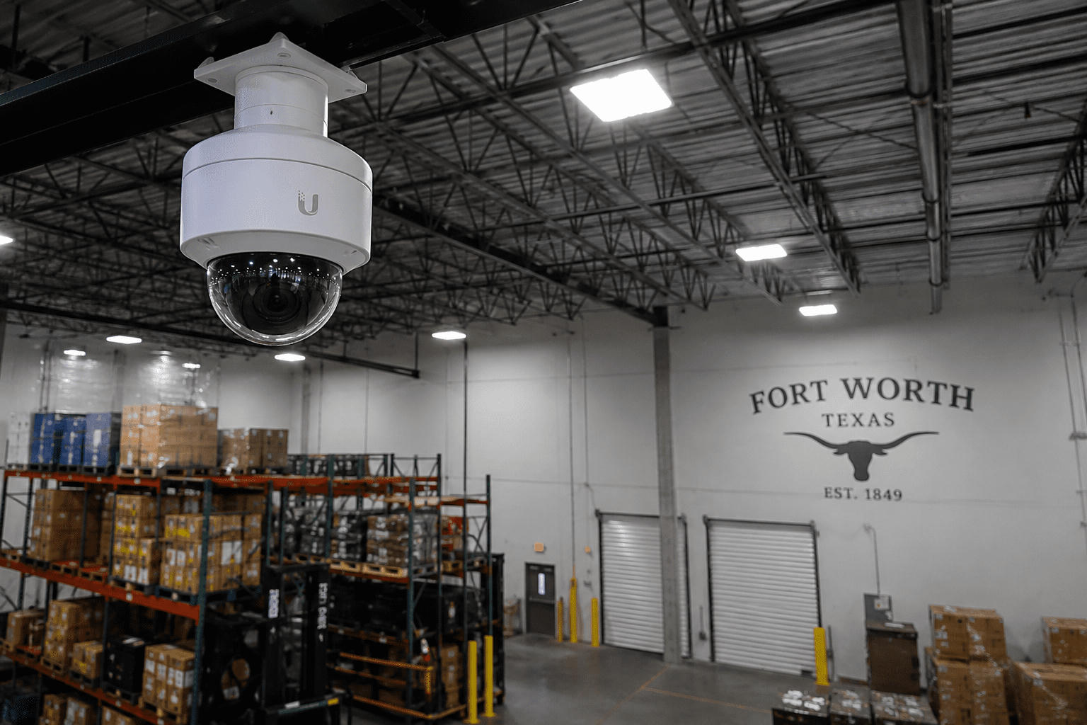 Warehouse camera on high bay